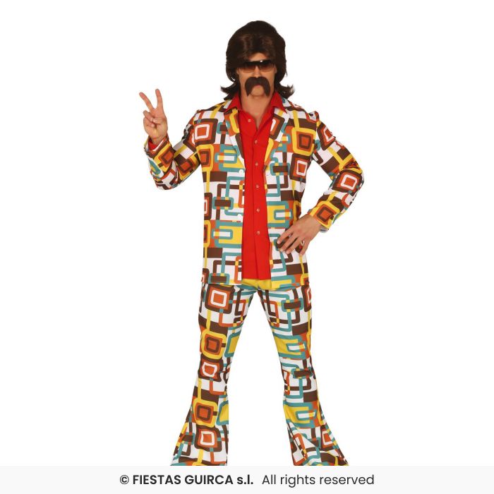 1970s Disco Man Adults Retro Suit 70s Fancy Dress Costume Mens Flared Trousers S-XL