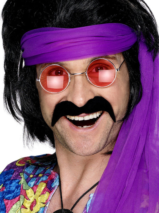 Black Seventies Moustache Tash Adults 1970s Self Adhesive  Fancy Dress Accessory