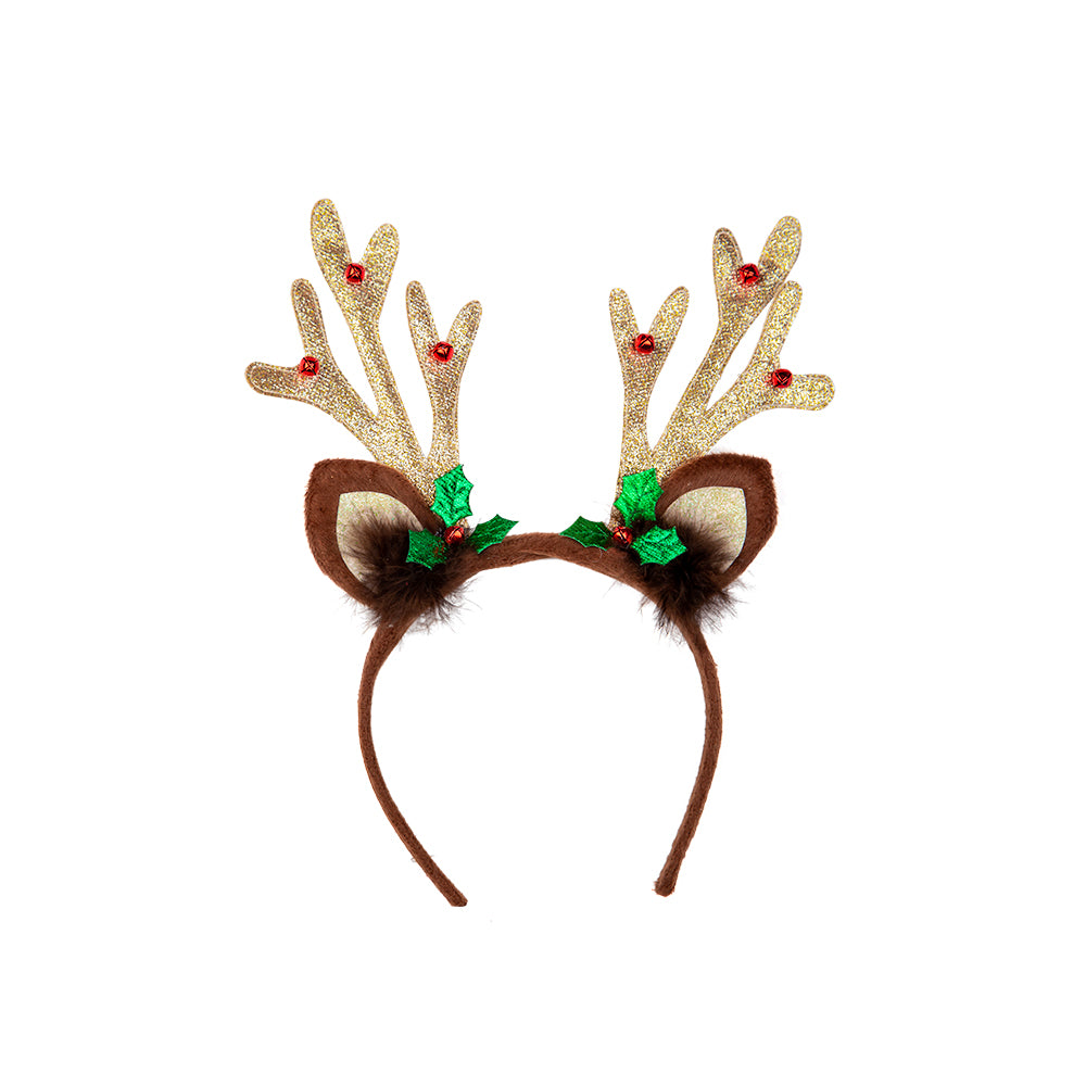 Deluxe Glitter Reindeer Antlers Christmas Fancy Dress Accessory Adults Xmas Party
