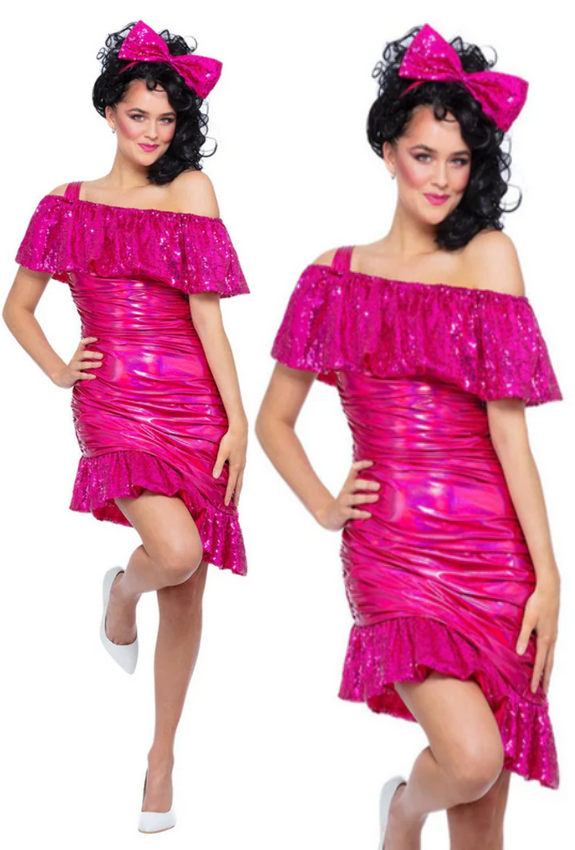 80s Cocktail Dress Ladies Sparkle 1980s Fancy Dress Costume Adults
