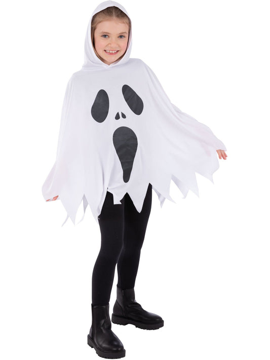 Kids Unisex White Ghost Poncho Halloween Boys Girls Easy Ghost Fancy Dress Outfit