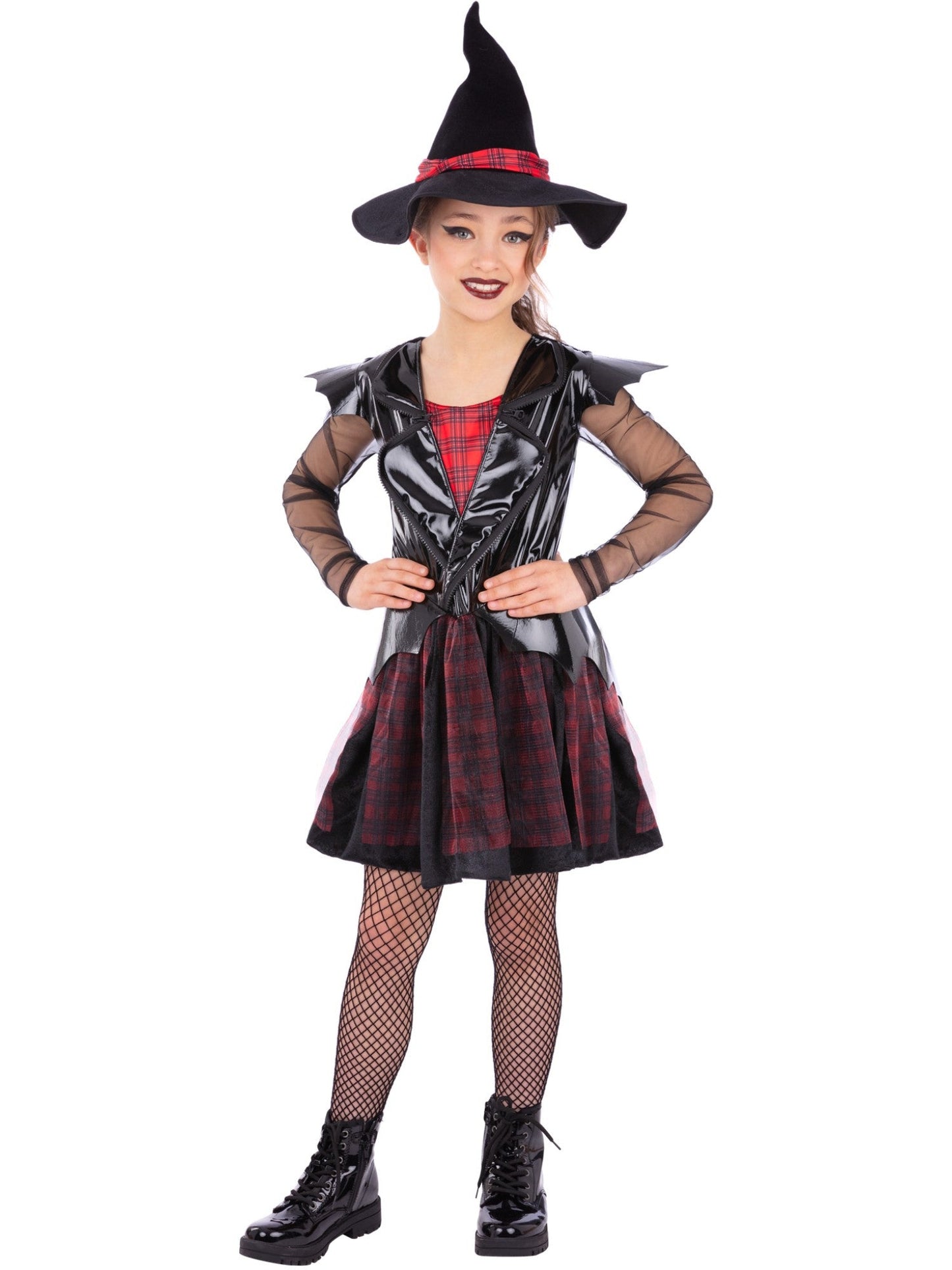 Punk Witch Costume Girls Halloween Witches Fancy Dress Outfit Kids Age 4-12