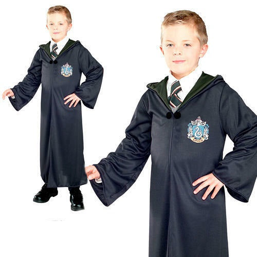Harry Potter Slytherin Robe Kids Fancy Dress Cloak Boys Girls Book Day Costume