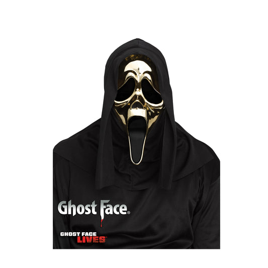 Gold Scream Mask Golden Metallic Ghost Face Adults Official Fun World Fancy Dress