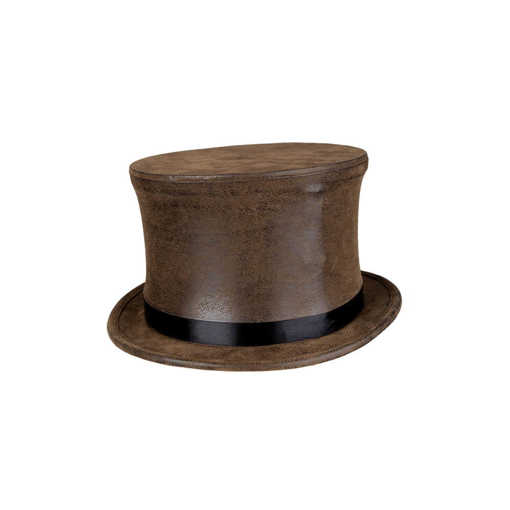 Brown Suede Top Hat Adults Fancy Dress Victorian Gentleman Mens Ladies