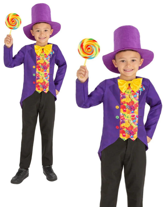 Candy Man Costume Chocolate Factory Book Day Fancy Dress Outfit Wonka