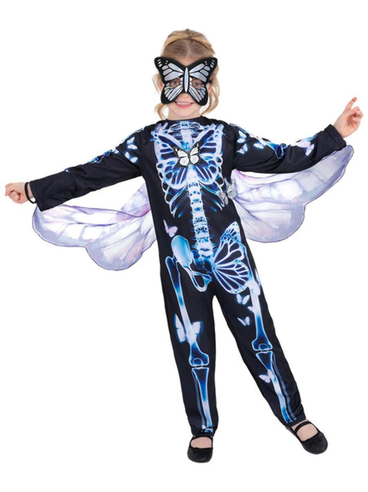 Butterfly Skeleton Costume Kids Halloween Fancy Dress Outfit + Mask