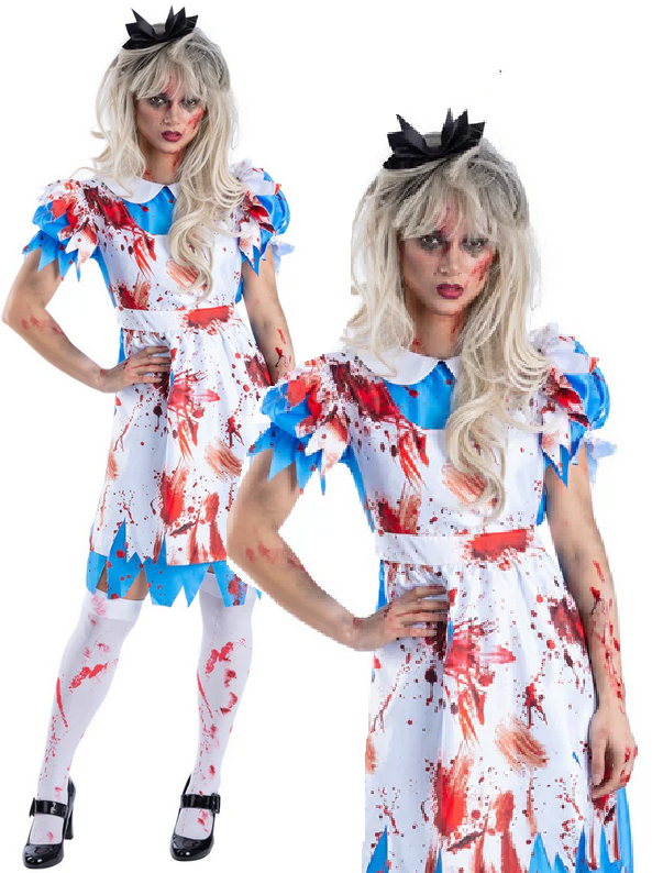 Zombie Wonderland Costume Fairytale Halloween Alice Fancy Dress UK 4-18