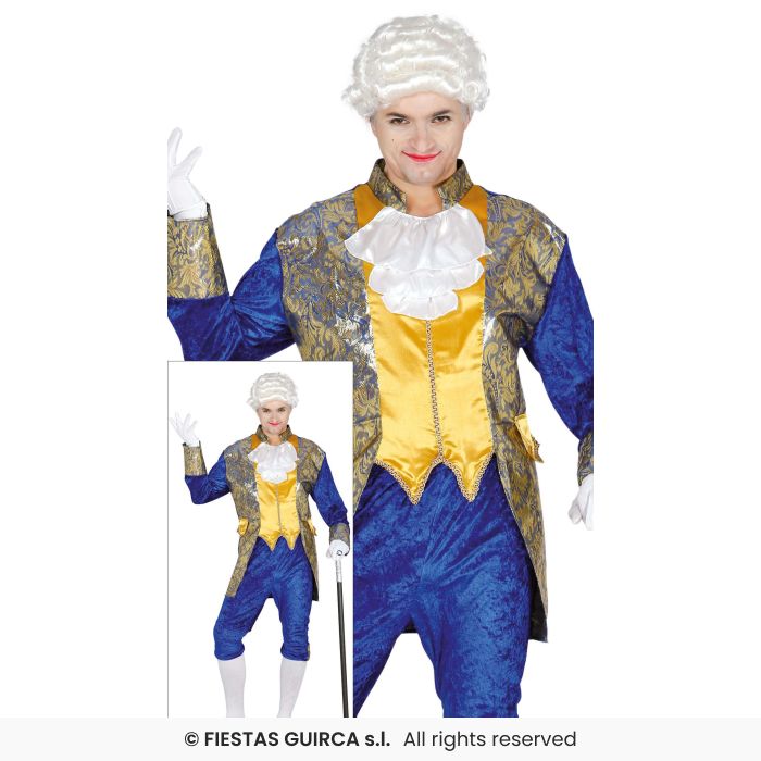 Blue Marquis Costume Medieval Mens Fancy Dress Outfit Aristocrat Outfit