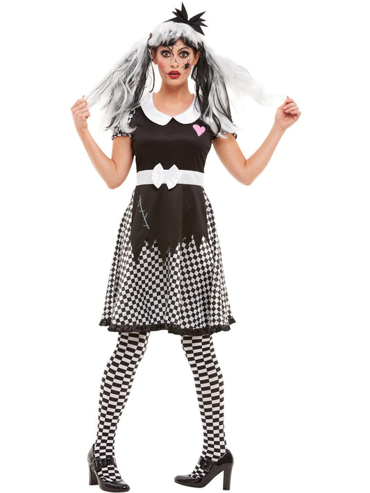 Broken Doll Ladies Halloween Fancy Dress Costume Zombie Doll UK 20-22