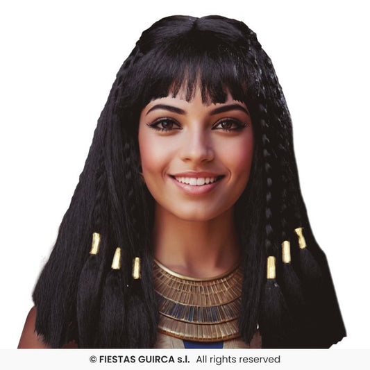 Black Egyptian Queen Wig Ladies Fancy Dress Braided Wig Adults