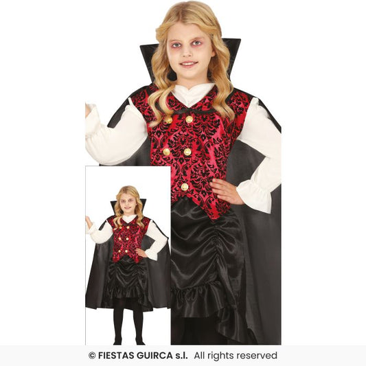 Classic Vampire Costume Girls Vampiress Fancy Dress Halloween Outfit Aged 3-12