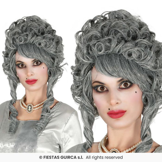 Marquise Grey Ladies Historical Medieval Wig Curly Fancy Dress Wig