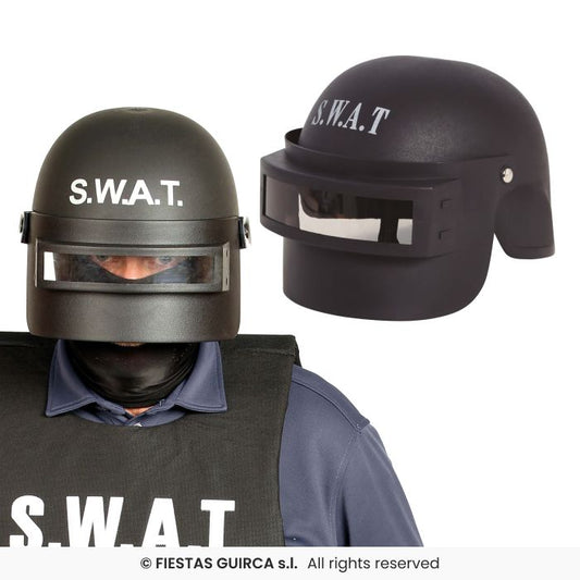 Swat Helmet Riot Police Mens Deluxe Hard Helmet Police Officer Fancy Dress
