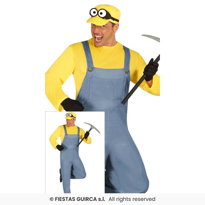 Miner Costume Mens Worker Fancy Dress Costume Yellow Character S-XL