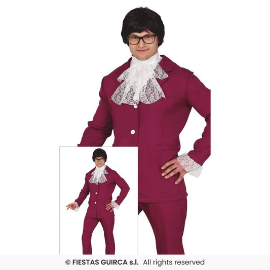 Nerdy Spy 70s Retro Film Powers Mens Fancy Dress Costume 1970s Adults M-XL