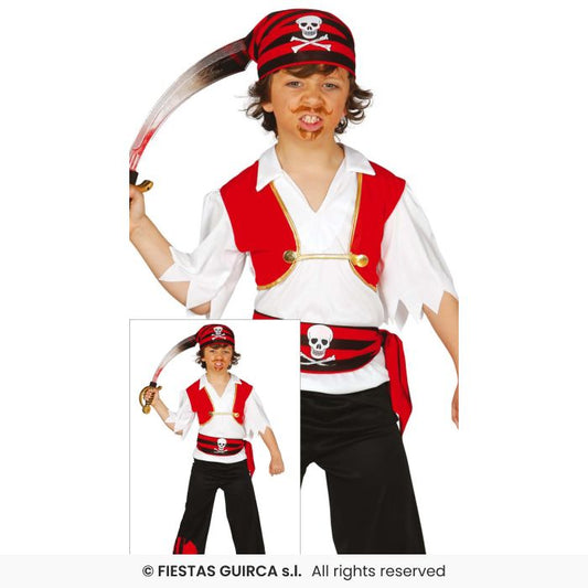 Pirate Boys Deluxe Pirates Fancy Dress Costume + Hat Book Day Kids Outfit Age 3-13