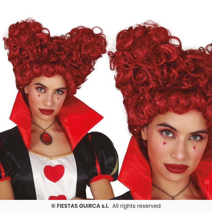 Red Heart Wig Ladies Queen Of Hearts Fairytale Wig Fancy Dress Accessory