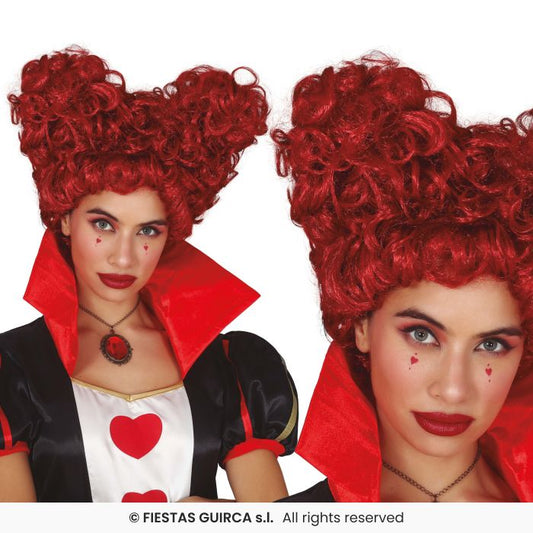 Red Heart Wig Ladies Queen Of Hearts Fairytale Wig Fancy Dress Accessory