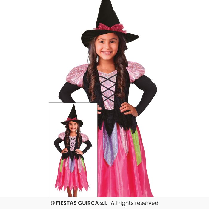 Shiny Witch Halloween Witches Fancy Dress Costume Coloured Witch Age 3-12