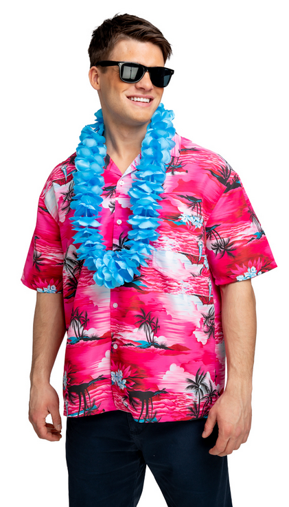 Pink Palm Tree Shirt Novelty Shirt Stag Hen Fancy Dress Hawaiian Beach Party Adults