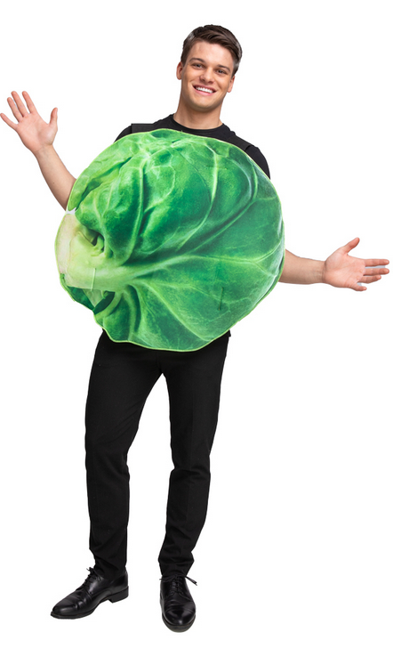 Funny Brussel Sprout Costume Adults Food Fancy Dress Outfit Mens Ladies