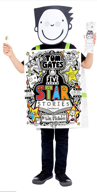 Tom Gates Costume Colour In Printed Tabard Kids Book Day Fancy Dress Outfit