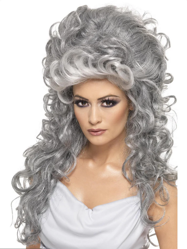 Medeia Witch Beehive Wig Grey Wig Ladies Gothic Medieval Halloween Fancy Dress Wig