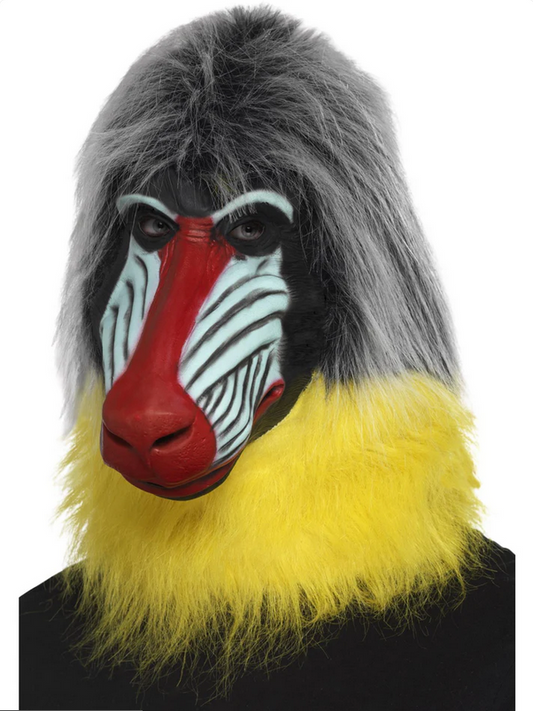Baboon Mask Adults Wild Animal Fancy Dress Mask With Hair Overhead Mask Deluxe