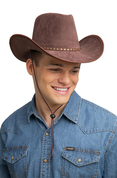 Suede Cowboy Hat With Stars Stenson Wild West Rodro Western Fancy Dress Prop