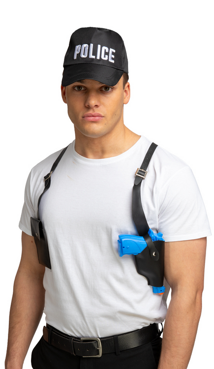 Police Shoulder Holster & Gun Cop Police Officer Cop Gun Set Fancy Dress Mens Ladies