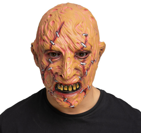 Stitched Stalker Latex Mask Adults Halloween Fancy Dress Accessory Burned Face