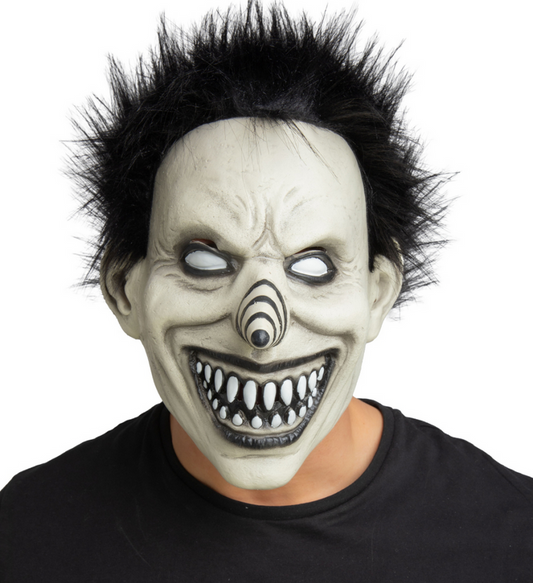 Terror Clown Similing Latex Clown Mask + Hair Adults Halloween Fancy Dress
