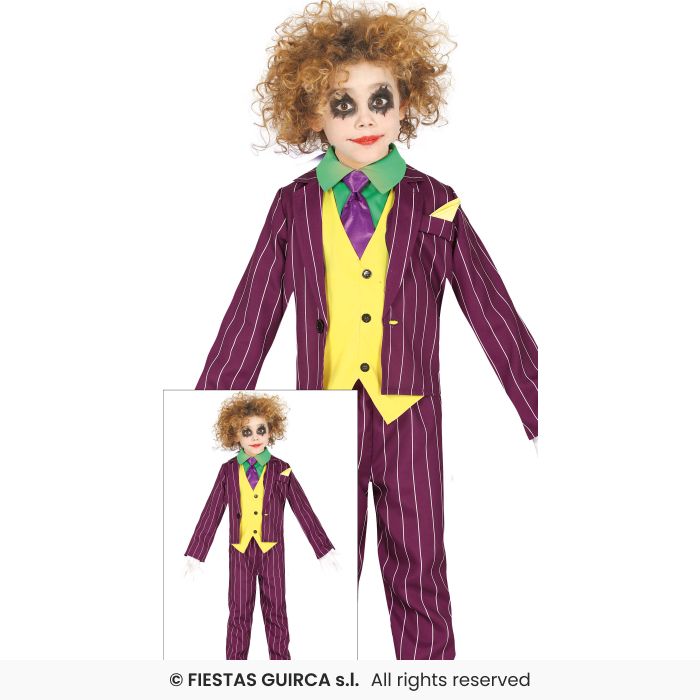 Crazy Villain Joker Kids Movie Halloween Fancy Dress Costume Purple Suit Age 3-12