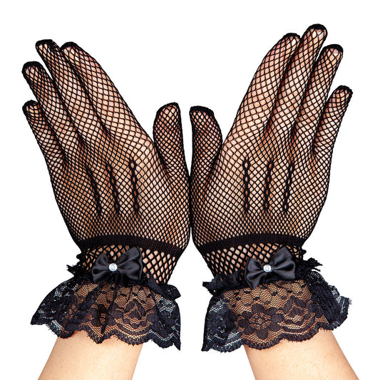 Fishnet Gloves Lace & Diamonte