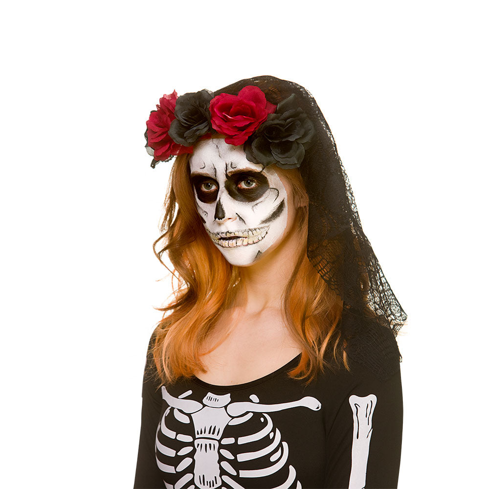 Day Of The Dead Accessorys Mask Veil Adults Halloween Fancy Dress Kit