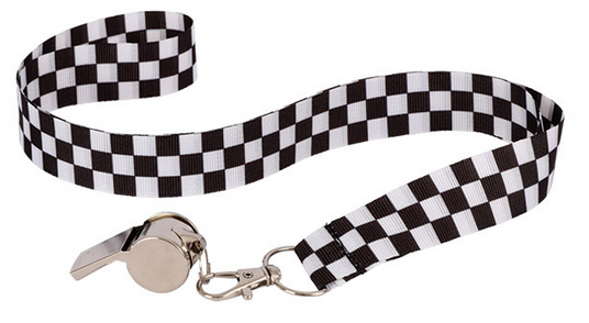 Metal Whistle With Checker Lanyard Police Officer Policeman Fancy Dress Accessory