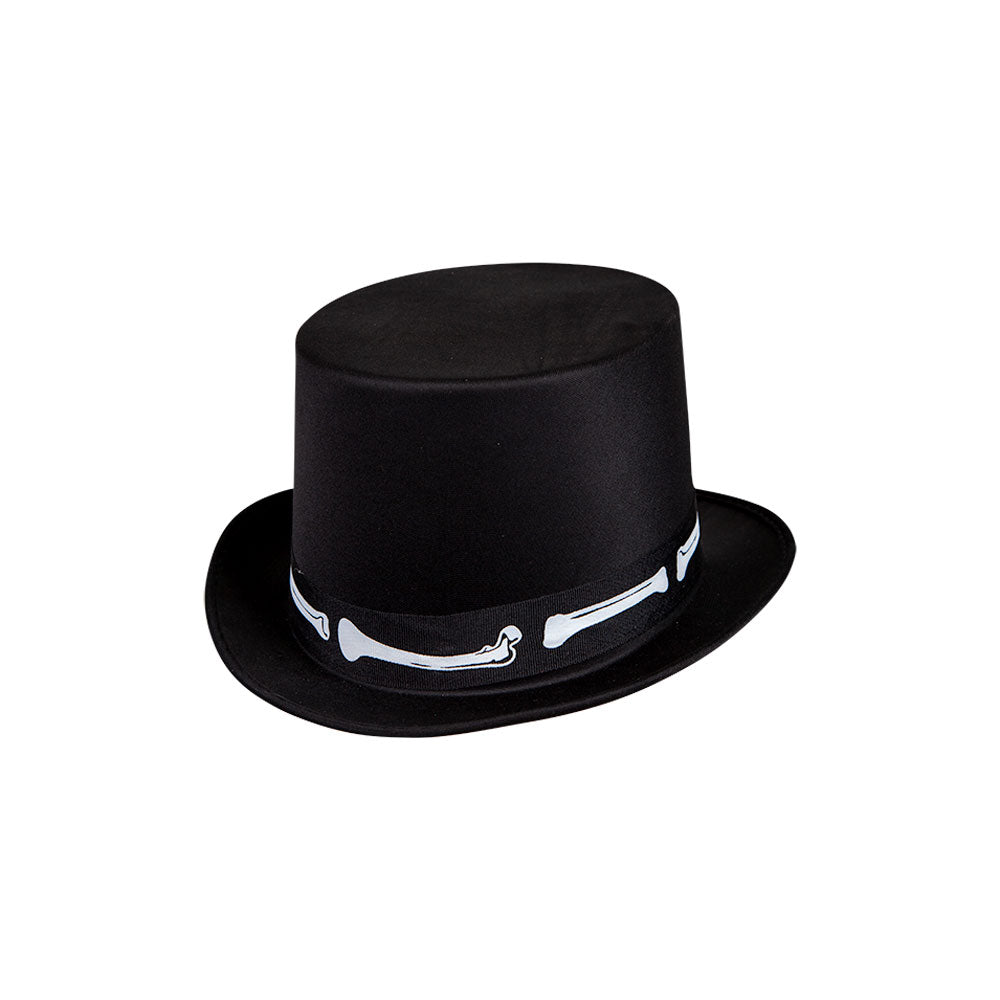 Satin Top Hat with Bones