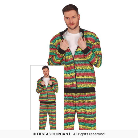 African Tracksuit Adults 80s 90s Shell Suit Trackie Mens Fancy Dress Costume M-XL