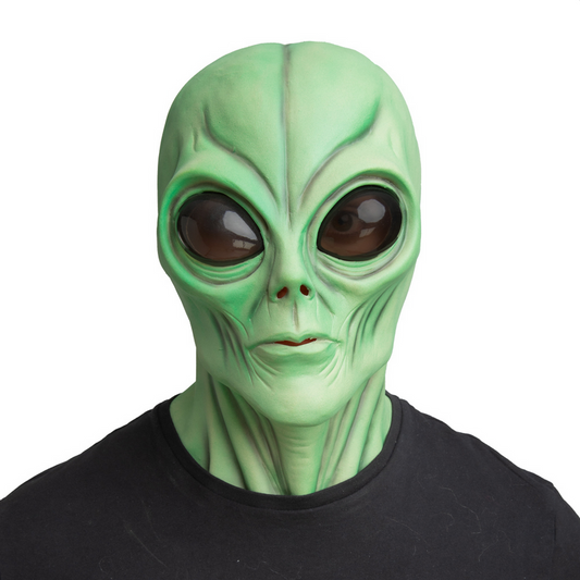 Full Head Alien Latex Mask Green Space UFO Aliens Fancy Dress Mens Ladies
