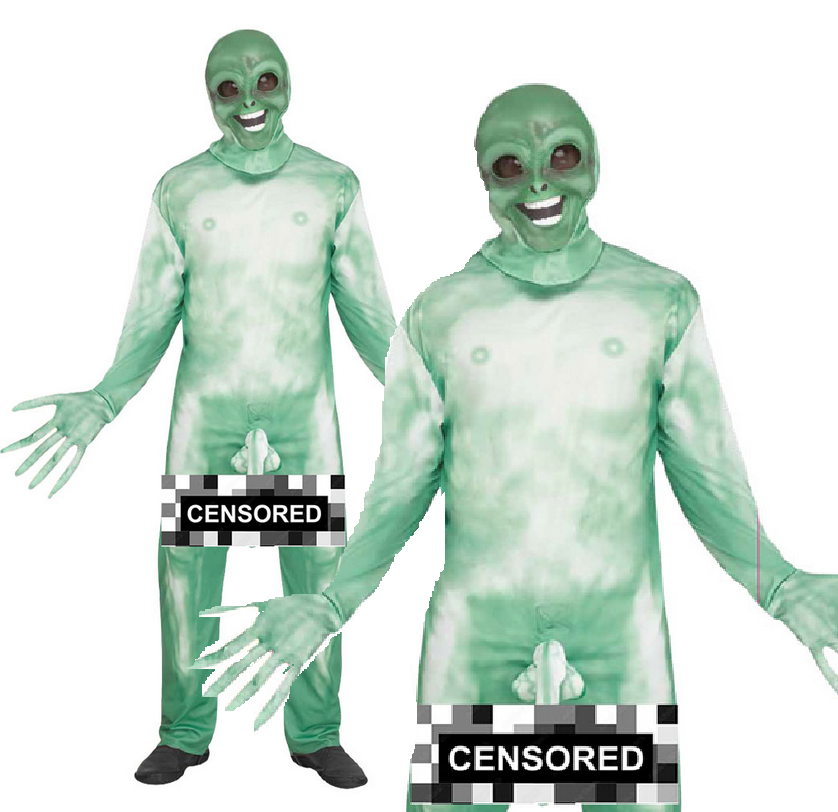 Funworld® Alien Prober Green Alien Fancy Dress Costume Halloween + Mask