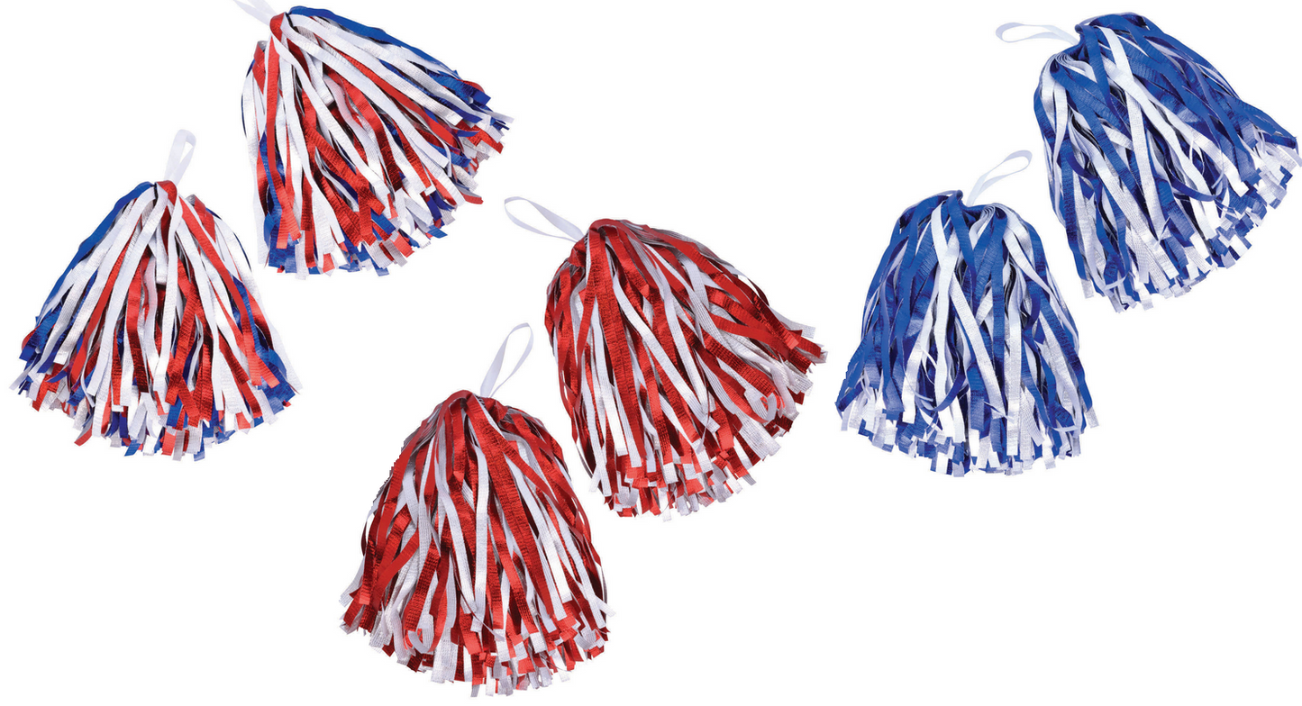 x 2 Pom Poms Cheerleader Dancing Deluxe Cheerleading Fancy Dress Accessory Kids Adults