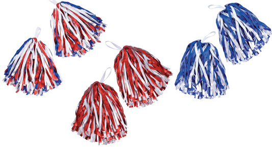 x 2 Pom Poms Cheerleader Dancing Deluxe Cheerleading Fancy Dress Accessory Kids Adults