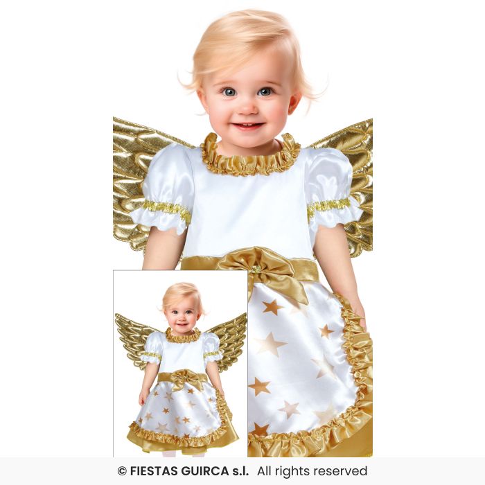 Golden Angel Costume Childrens Nativity Play Fancy Dress Outfit Toddlers Deluxe Age 1-2