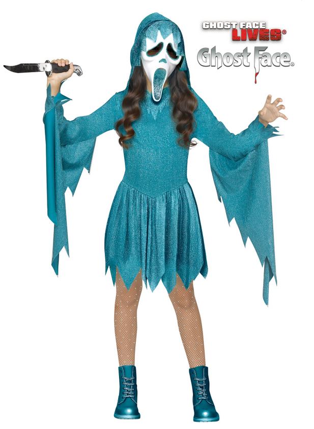Ghost Face Scream Costume Fun World Official Girls Scream Fancy Dress + Mask