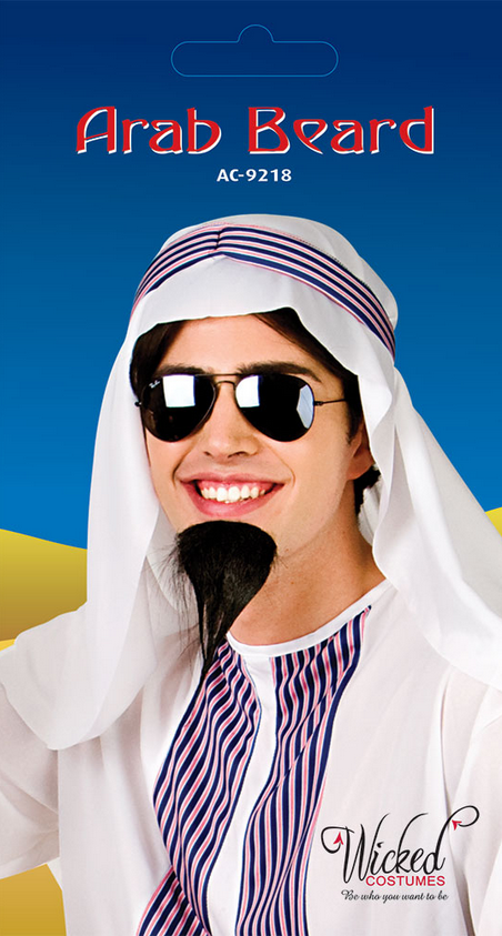 Arab Beard Set Arabian Fancy Dress Accessory Black Mens Goatee