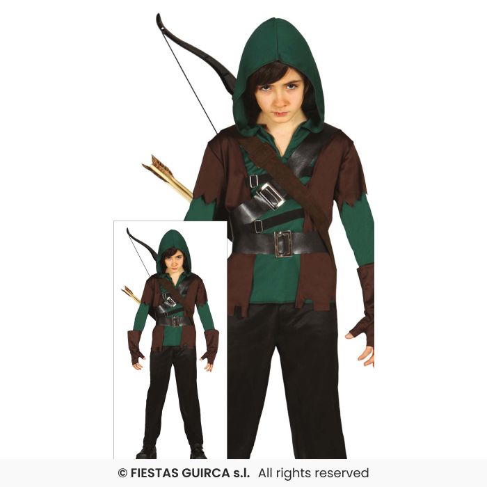 Child Archer Costume Robin Fancy Dress Outfit Fairytale Book Day Kids Age 3-12