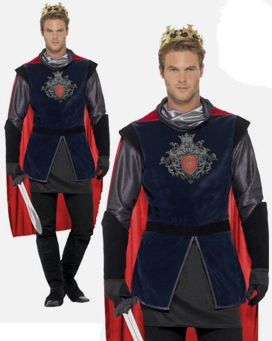 Adult King Arthur Costume Deluxe Medieval Knight Fancy Dress Historical Outfit New