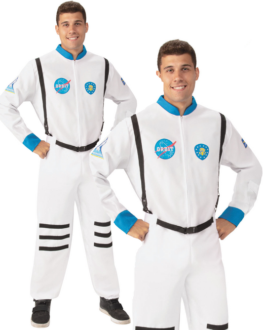 Adults Astronaut Costume Mens Space Man Suit Fancy Dress Womens Outfit Standard