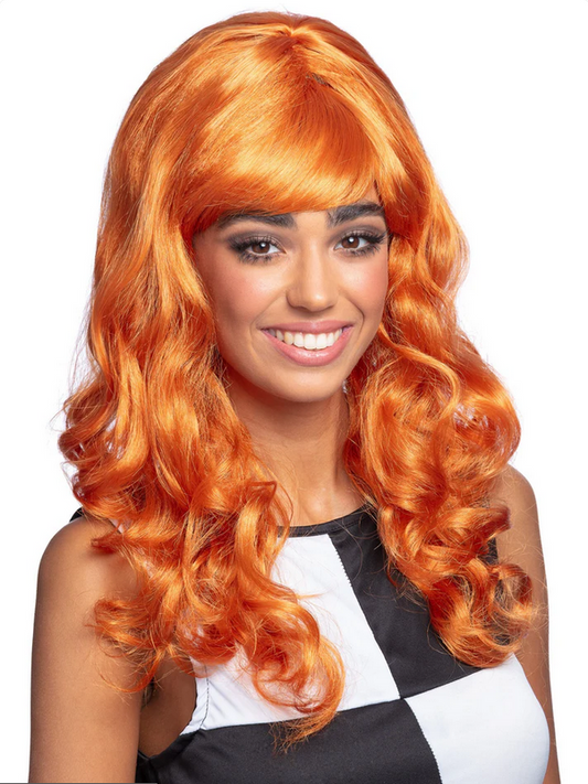 Auburn Beehive Beauty Wig Curly Long Ladies Fancy Dress Accessory